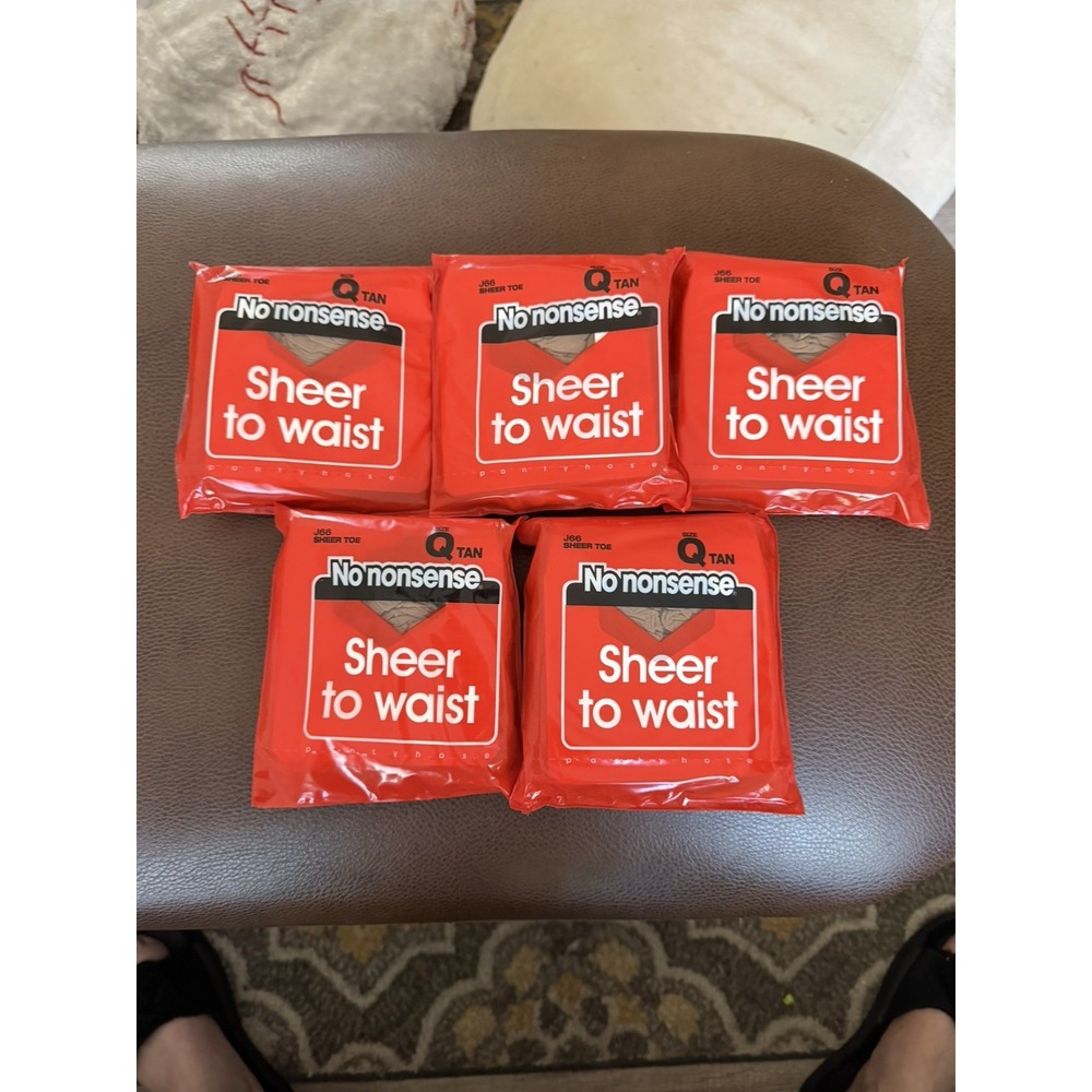 No Nonsense Sheer to Waist Pantyhose Queen Tan J66 Sheer Toe 5 pairs Sealed NOS